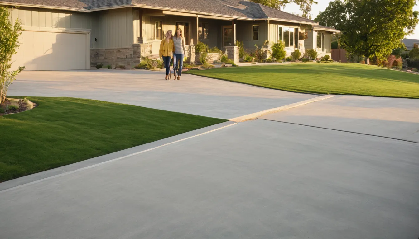 A freshly poured concrete driveway beside a family home in Chicago